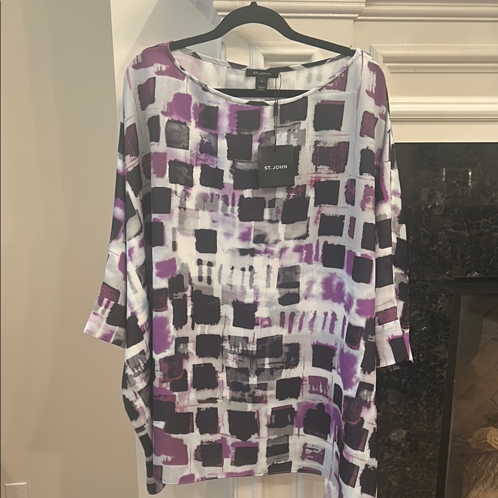 St. John Purple and Gray Oversized Blouse